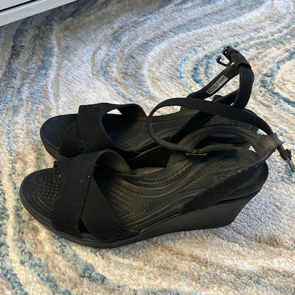 Crocs plastic wedge sandals